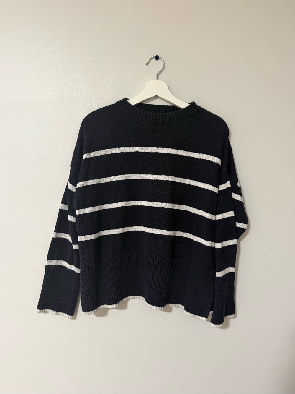 Sincerly Jules Black and White Striped Crewneck Sweater